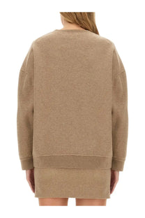 Beige oversized jersey sweatshirt with ribbed cuffs and hem from Max Mara womens collection