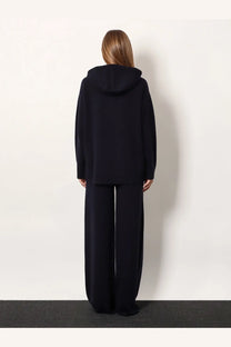 Max mara women’s liana blue hooded sweater featuring relaxed fit long sleeves in cashmere and wool blend