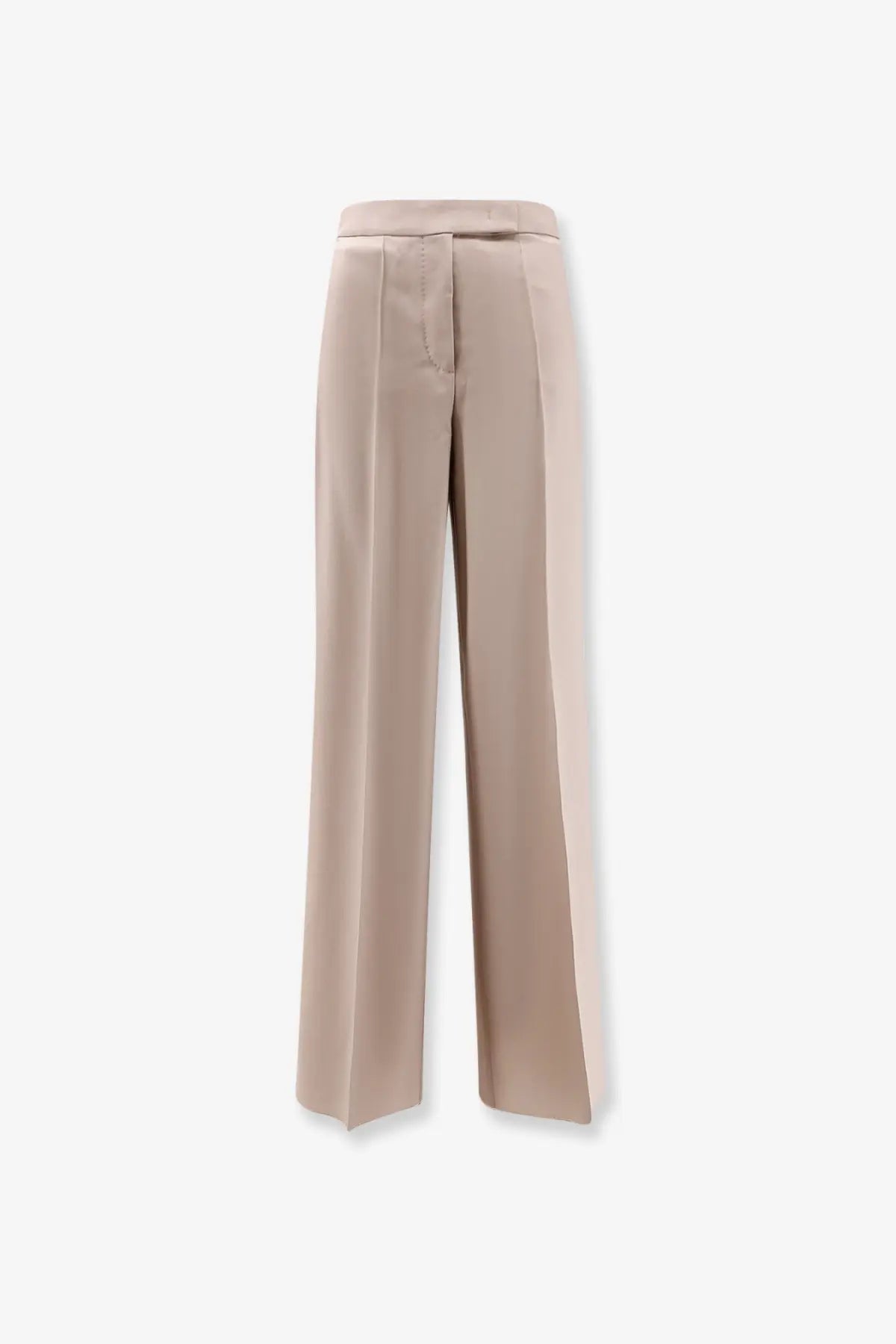 Max mara women’s beige wide-leg trousers in mohair and silk with a tailored fit and pleated waistband