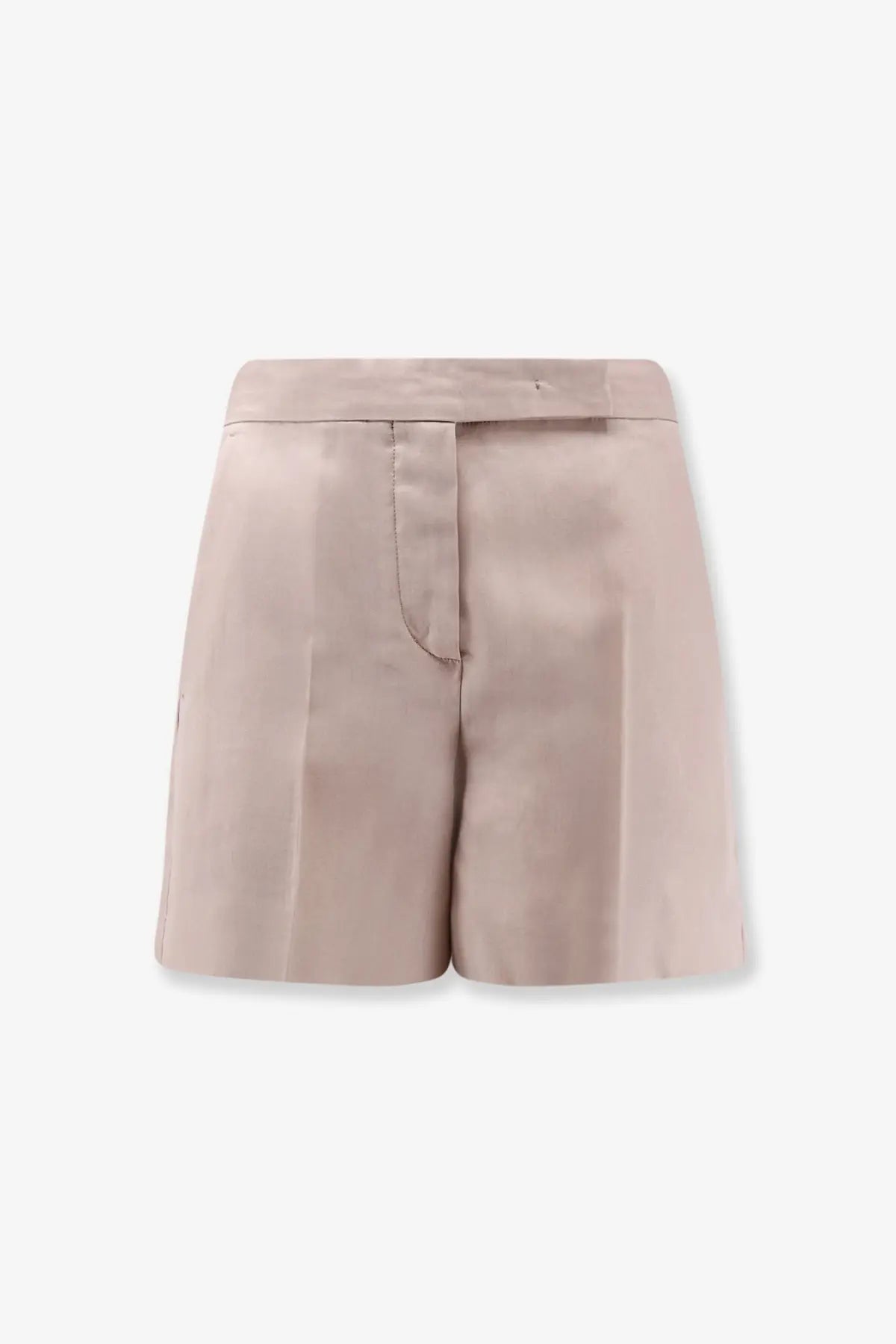 Max mara women’s mxaerosi silk shorts in beige with high waist, tailored design, and subtle pleats