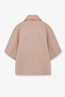 Max Mara Mxapaggio beige cotton cape coat with structured collar