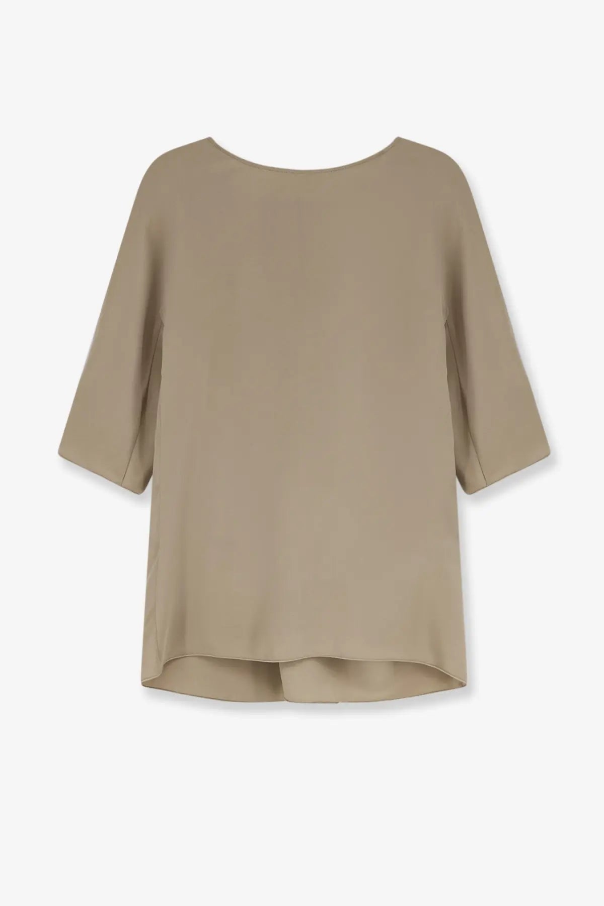 Beige silk blouse with relaxed fit and three-quarter sleeves from Max Mara women’s Mxegattini silk top collection