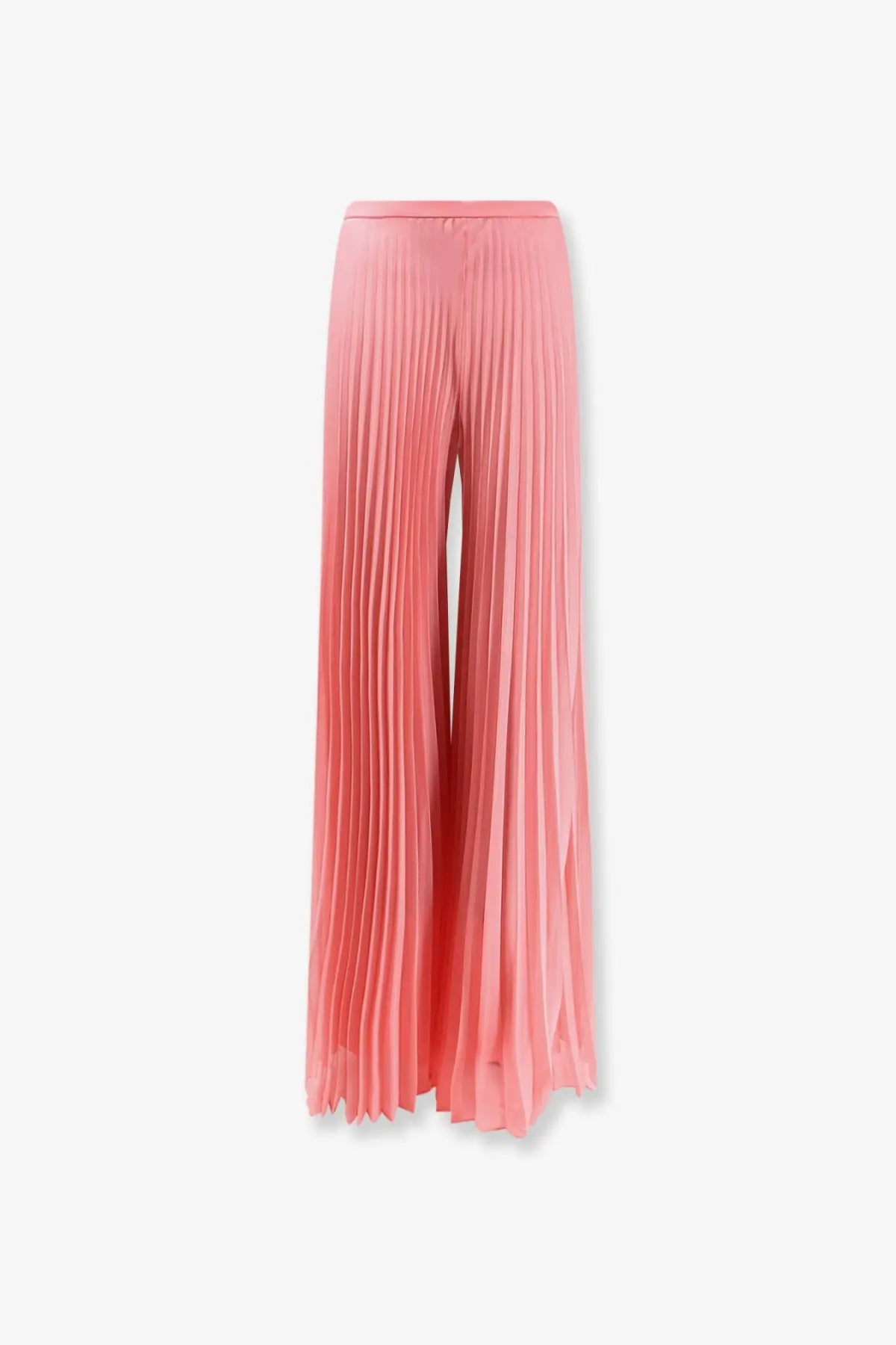 Max Mara women’s mxegrembo pleated wide-leg trousers in coral pink with smooth flowing fabric and high waistband