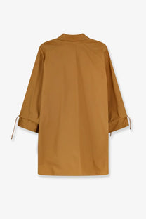 Max mara women’s mxmadorni loose-fitting mustard-yellow cotton blouse with three-quarter sleeves and drawstring cuffs