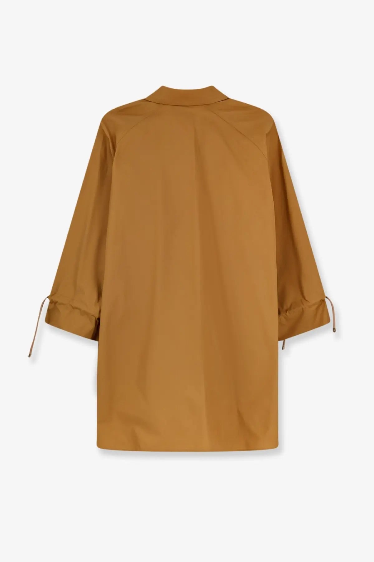 Max mara women’s mxmadorni loose-fitting mustard yellow cotton blouse with three-quarter sleeves and drawstring cuffs