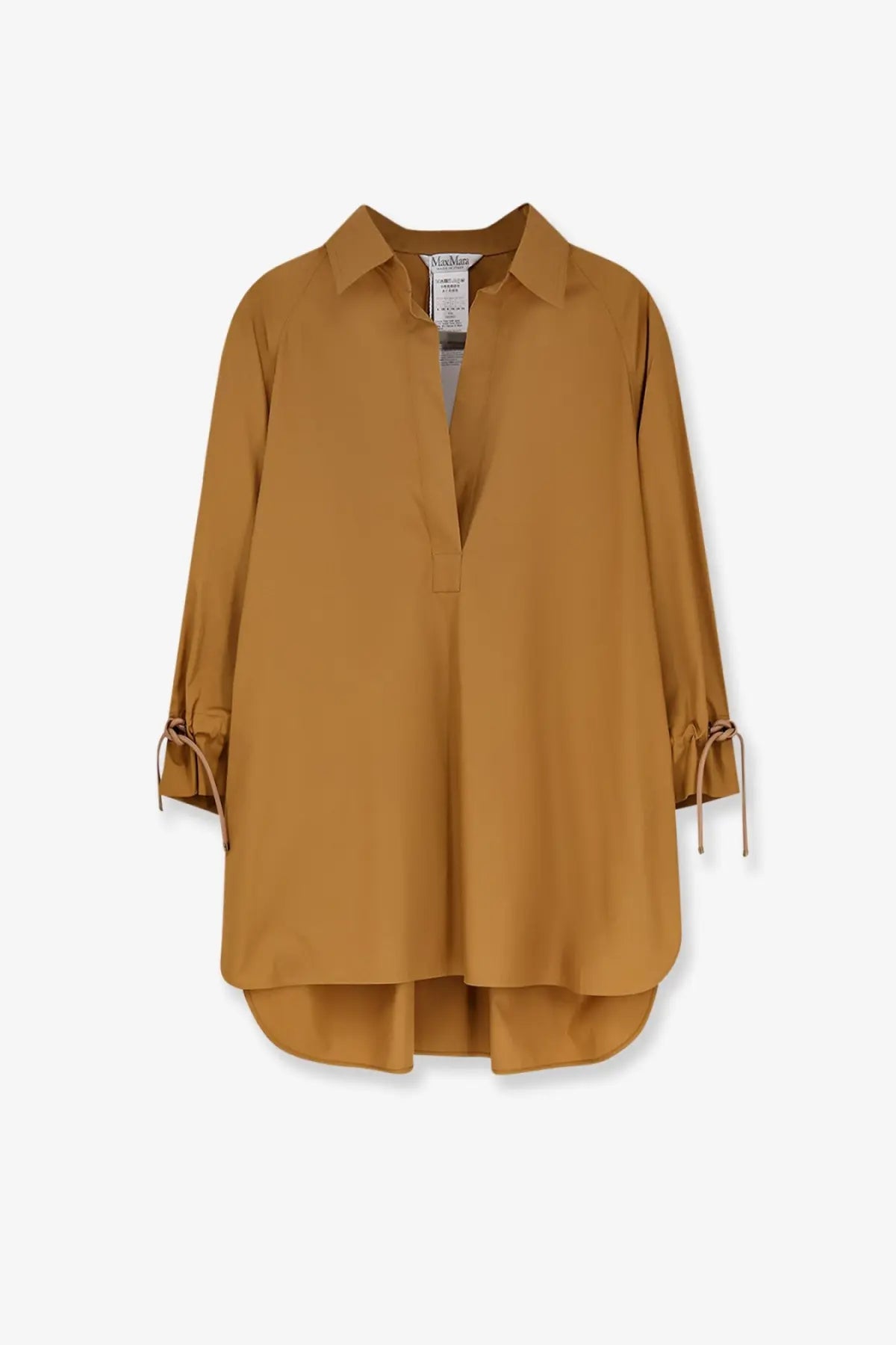 Max mara women’s mxmadorni cotton shirt terra featuring a soft mustard yellow oversized blouse with drawstring cuffs