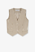 Max Mara Women's Mxmfauno Striped Cotton and Silk Vest Beige