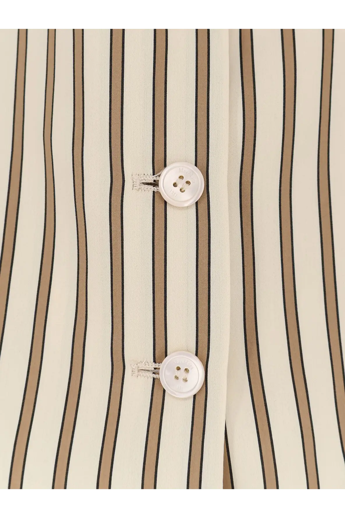 Max mara women’s mxmfauno vest in beige cotton and silk with white buttons and cream taupe vertical stripes