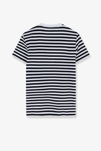 Max mara women’s mxmoboli cotton shirt black featuring a black and white horizontally striped short-sleeved design