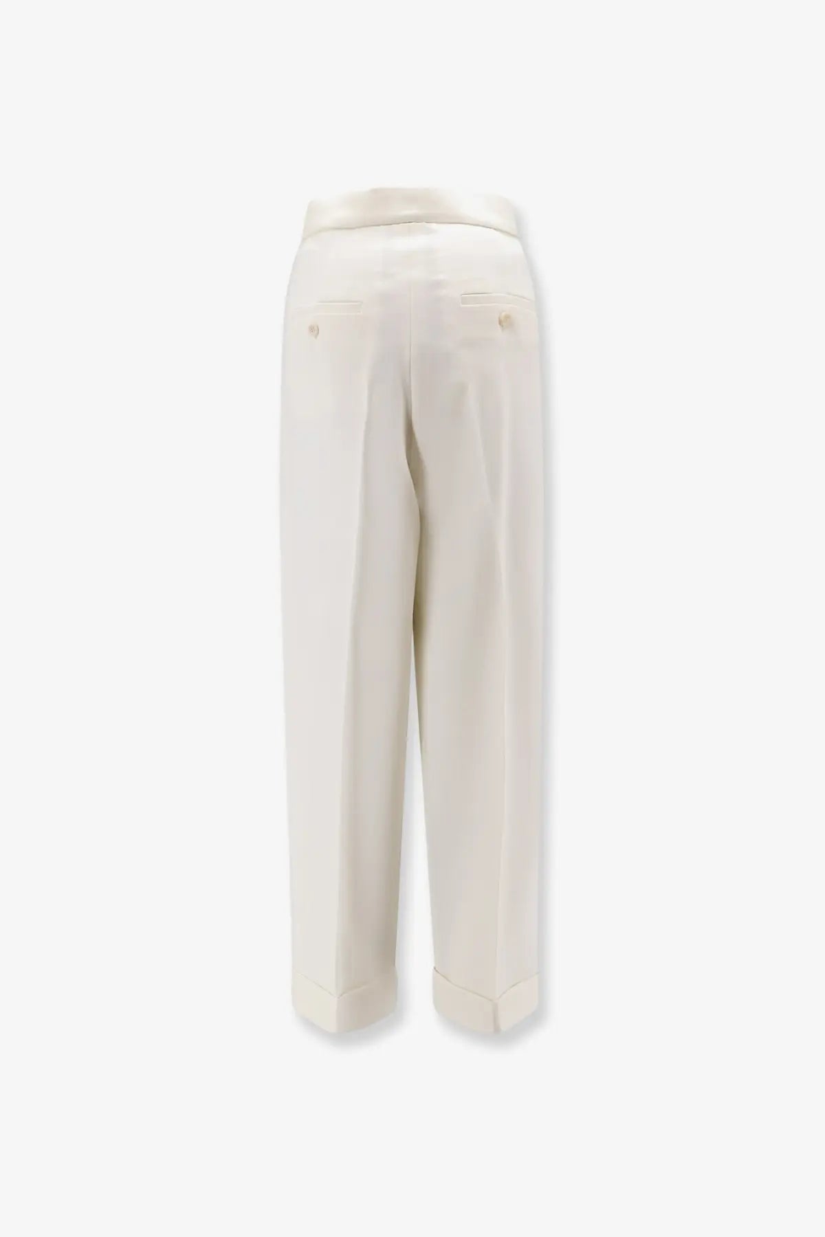Cream-colored max mara womens mxmrugiada tailored virgin wool trousers with sleek straight-leg cut and subtle back pleats