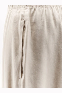 Beige linen and viscose relaxed fit trousers with subtle vertical seam detail from Max Mara women’s collection
