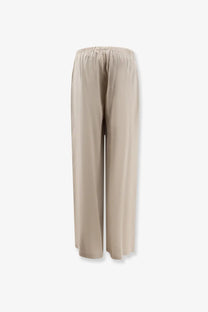 Max mara women’s mxpdestino linen and viscose beige wide-leg trousers with elastic waistband and flowing fabric