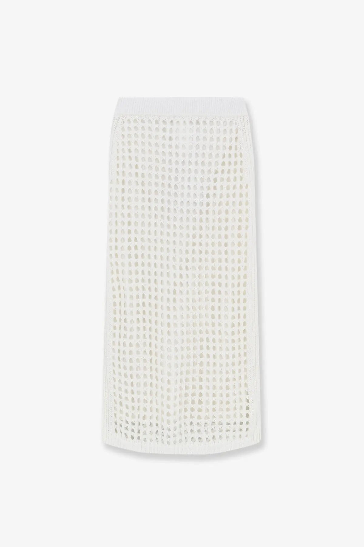 White knitted mesh skirt with fitted waistband and openwork pattern from max mara in perforated cotton