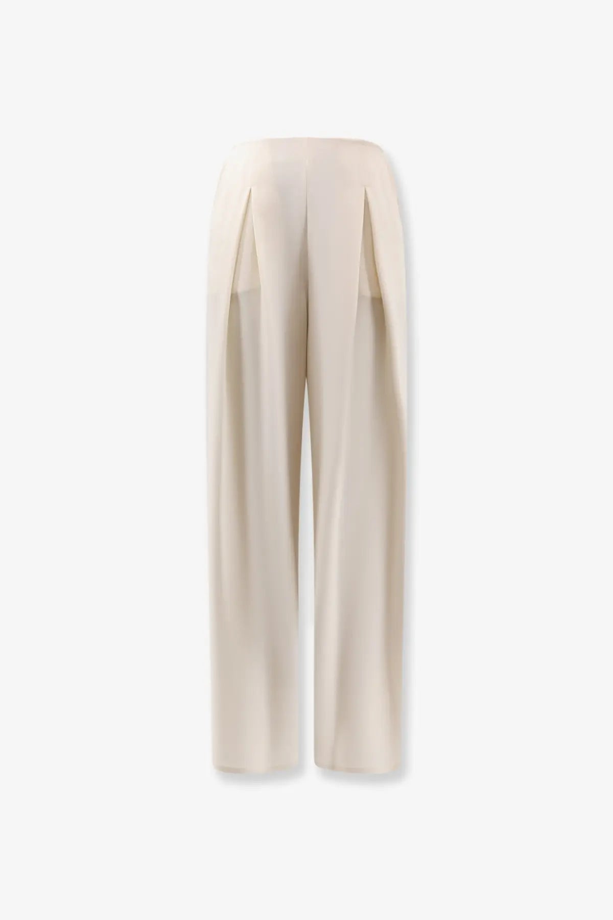 Max mara women’s mxppalude silk trousers white cream wide-leg with sleek pleated waistband and smooth fabric