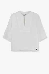 White max mara women’s mxpsospiro blouse with linen viscosa fabric three quarter sleeves and subtle sheen