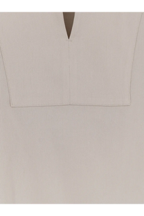 Max Mara women’s mxpsospiro beige linen and viscose shirt with a minimalist white linen top and subtle v-neckline