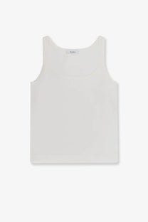 Max Mara women’s mxpumano white cotton tank top with a minimalist sleeveless design and soft smooth texture