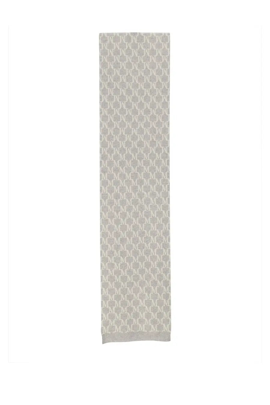 Max Mara women’s Orli scarf grey featuring a light gray fabric with a darker gray repeating monogram pattern