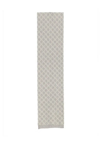 Max Mara women’s Orli scarf grey featuring a light gray fabric with a darker gray repeating monogram pattern