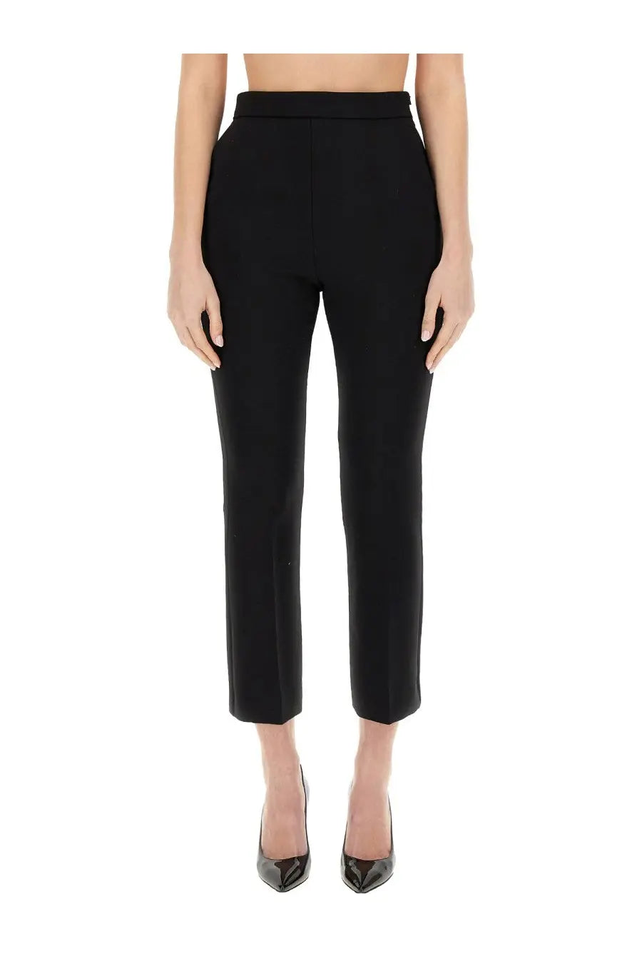 Max Mara women’s black high-waisted cropped trousers with a sleek tailored fit perfect for stylish occasions
