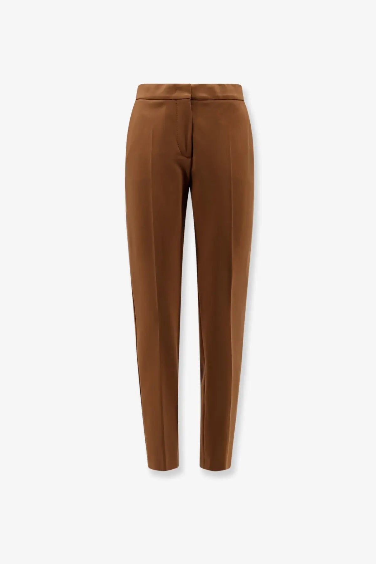 Brown sleek high-waisted max mara women’s pegno trousers in beige viscose blend with tailored fit