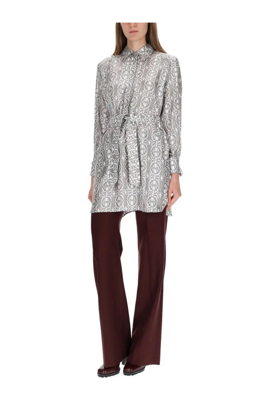 Max Mara Women's Printed Silk Chemisier Dress Beige, view 2