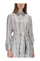 Max Mara Women's Printed Silk Chemisier Dress Beige, view 4