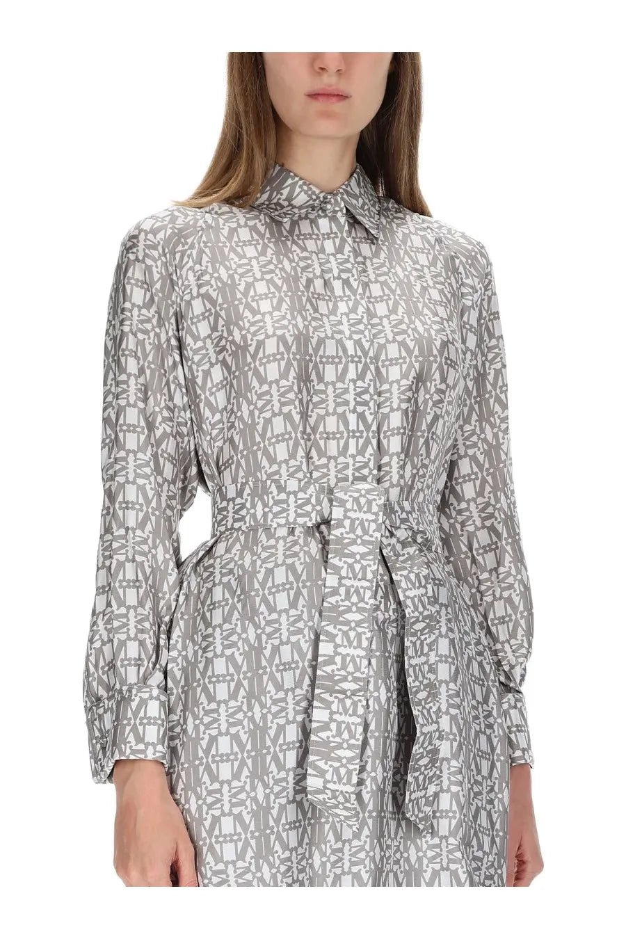 Max Mara Women's Printed Silk Chemisier Dress Beige, view 4