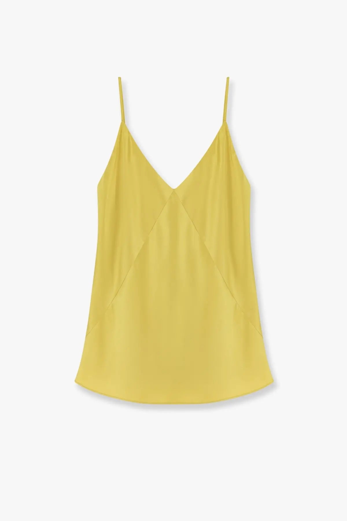 Max Mara women’s Quassia silk camisole in soft yellow with delicate spaghetti straps and a flattering v-neckline