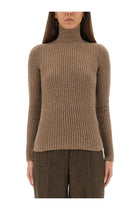 Max Mara Women's Ribbed Turtleneck Sweater Brown