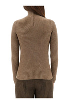 Max Mara Women's Ribbed Turtleneck Sweater Brown, view 3