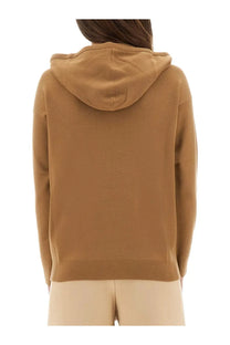 Max Mara women’s Taddeus hooded sweater beige soft camel color with relaxed fit and ribbed cuffs