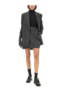 Dark gray double-breasted Max Mara blazer with structured shoulders and long sleeves for women
