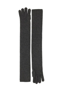 A pair of max mara women’s timor gloves in grey knit with a subtle textured pattern