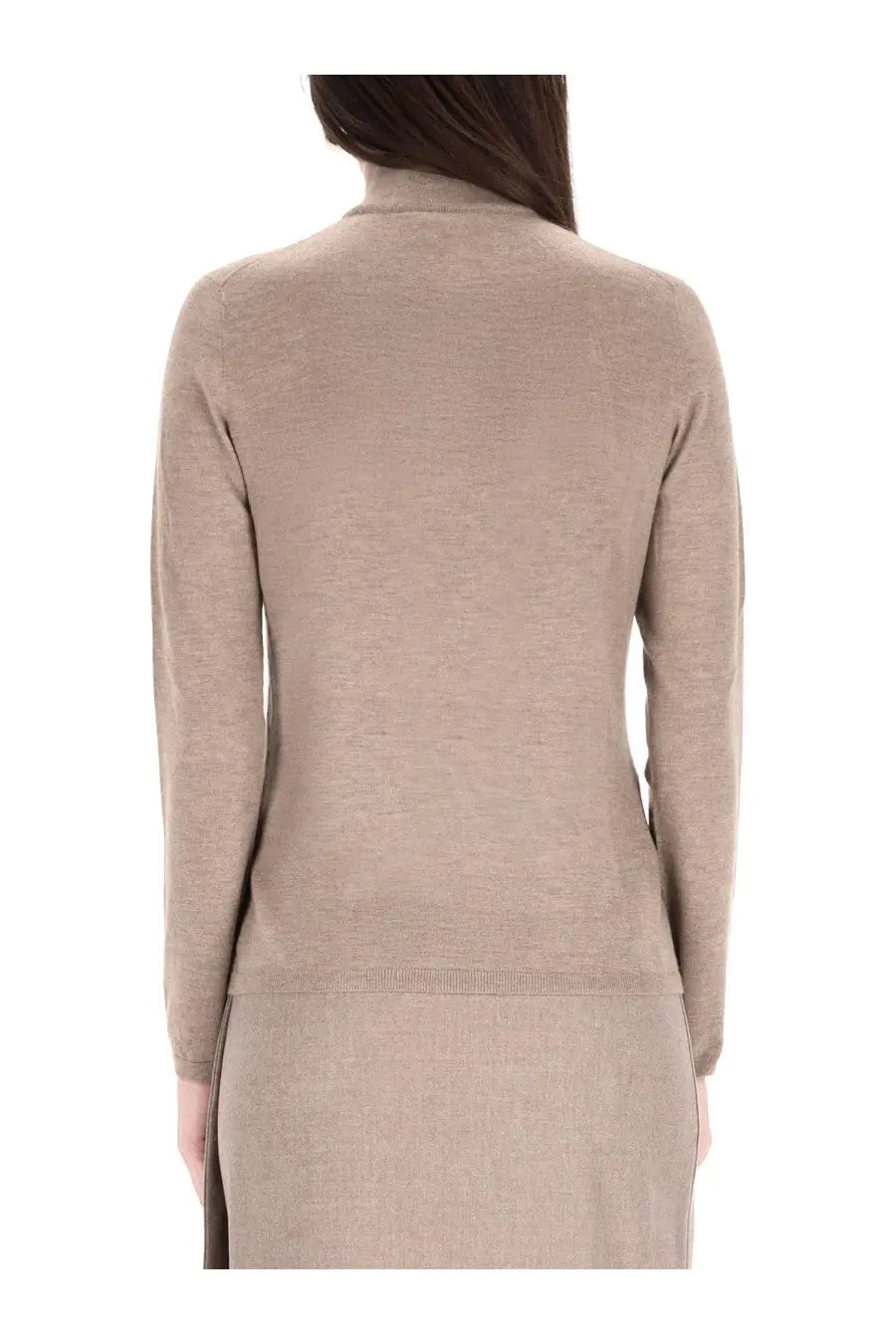 Max mara women’s turtleneck sweater meana beige with smooth fine knit texture in a comfortable beige color