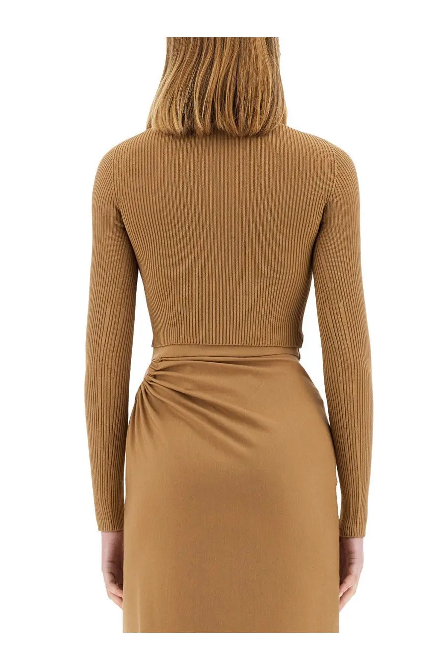 Max Mara Women's Viscose Crepe Crop Top Beige, view 3