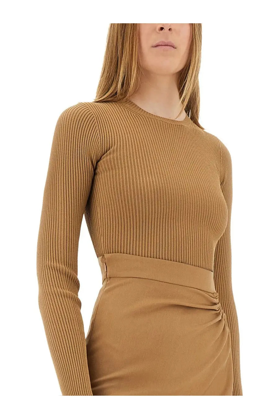 Max Mara Women's Viscose Crepe Crop Top Beige, view 4