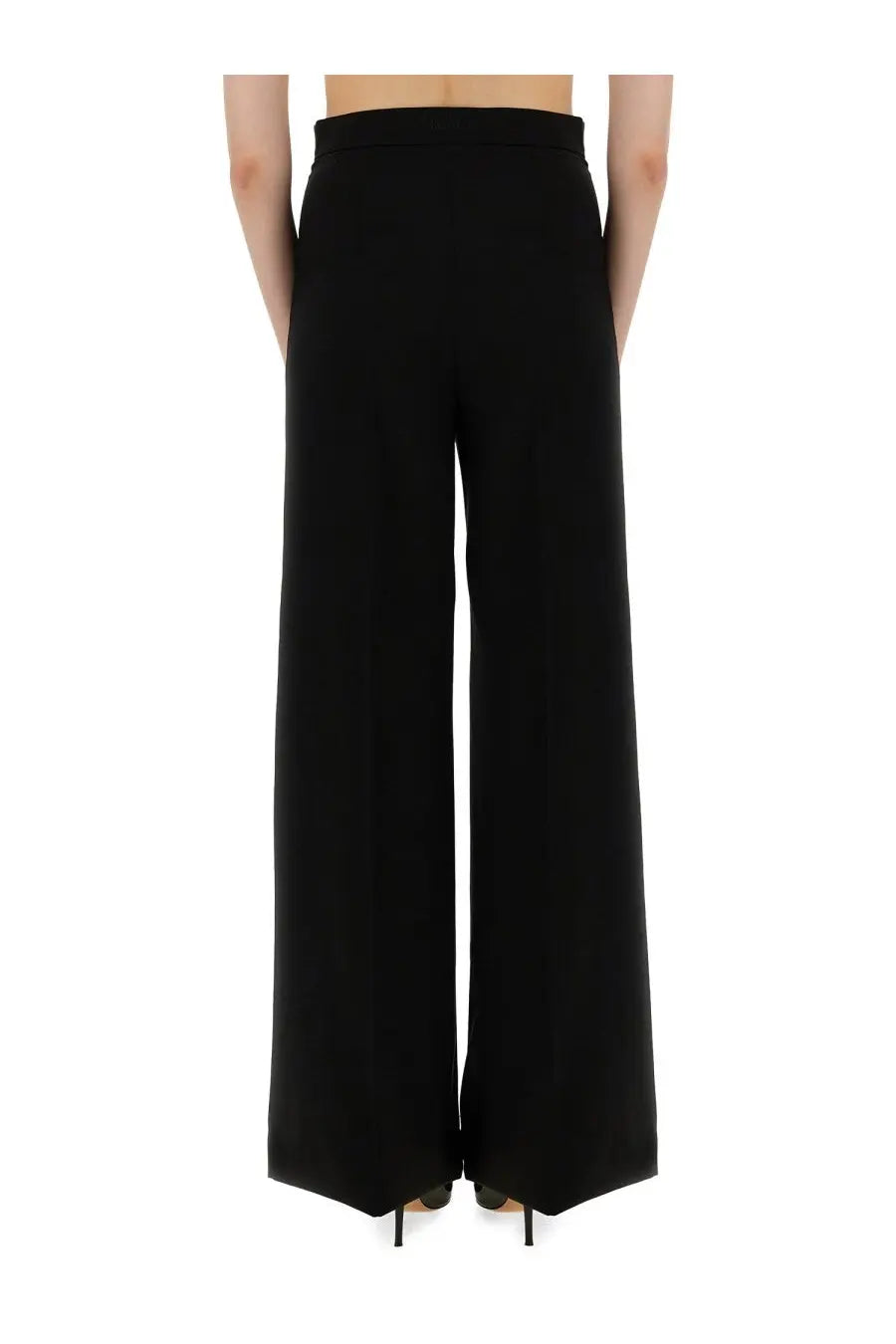 Max Mara women’s wide pants fernet black high-waisted trousers with a sleek tailored fit and wide-leg design