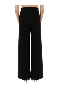 Max Mara women’s wide pants fernet black high-waisted trousers with a sleek tailored fit and wide-leg design