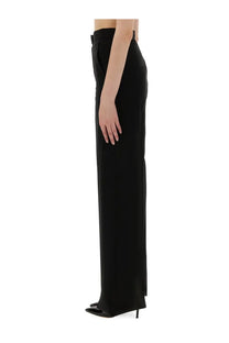 Max mara women’s wide pants fernet black high-waisted wide-leg trousers with sleek tailored fit in black fabric