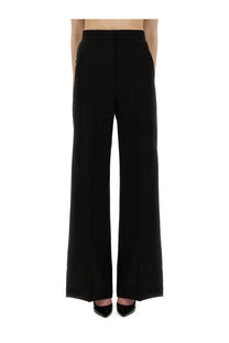 Max mara women’s wide pants fernet black in black high-waisted tailored wide-leg trousers with sleek fit