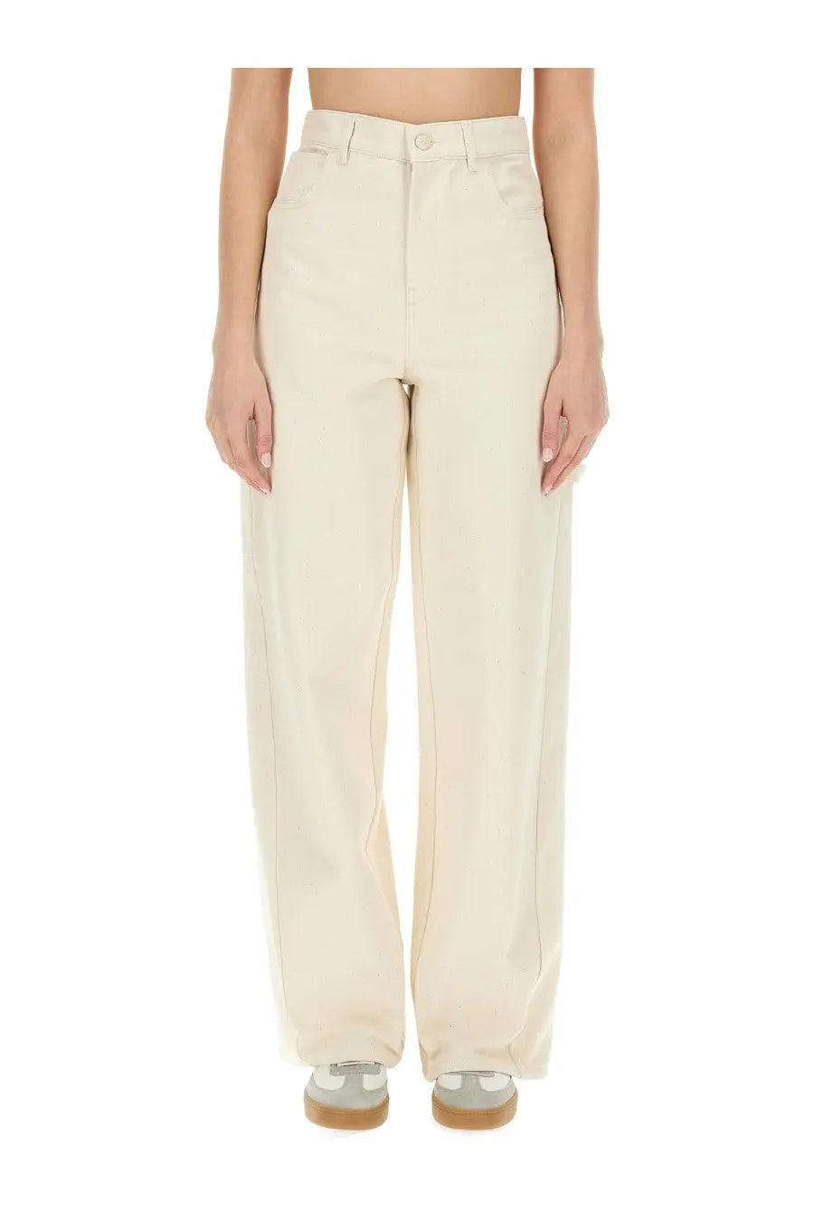 Max Mara women’s wide pants in cream high-waisted wide-leg trousers with a clean minimalist design