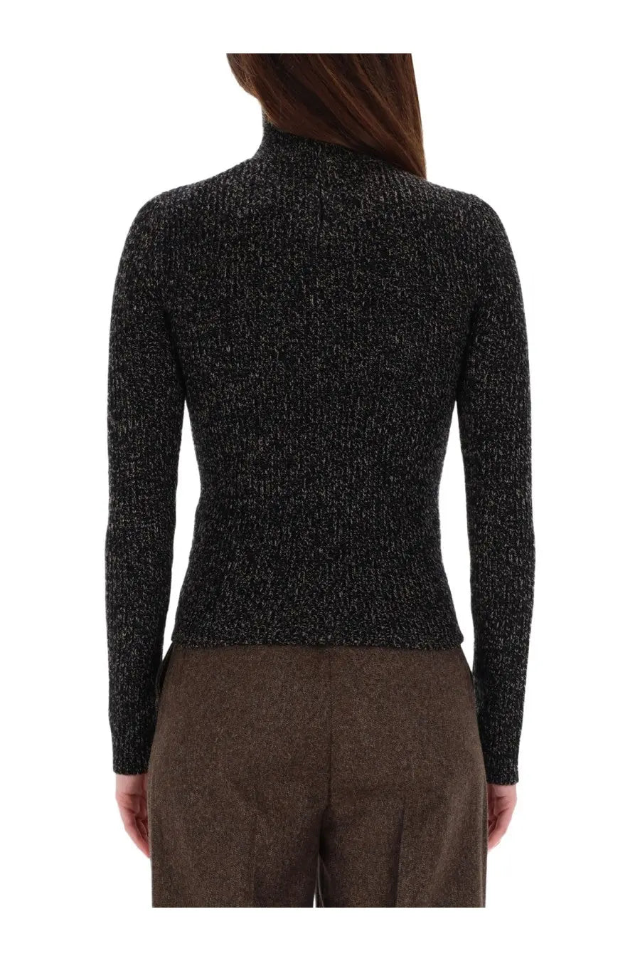 Max Mara Women's Wool and Cashmere Mouliné Turtleneck Black, view 3