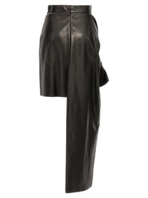 Alexander McQueen Maxi Bow Leather Skirt Black