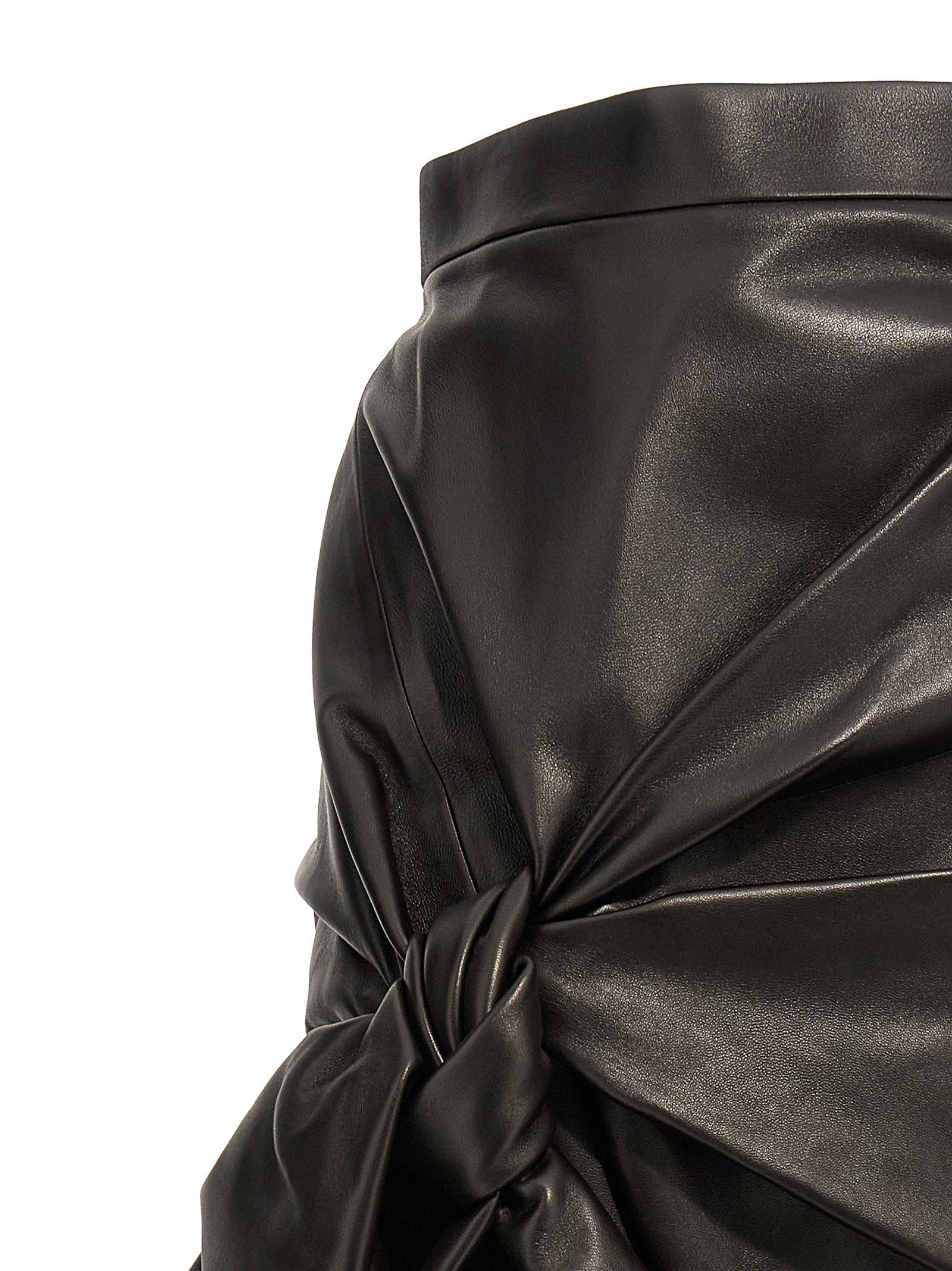 Alexander McQueen Maxi Bow Leather Skirt Black