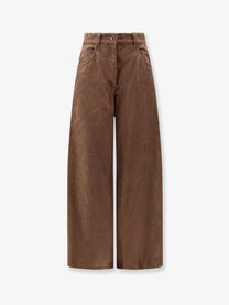 Brunello Cucinelli Women's Maxi Corduroy Trousers Brown