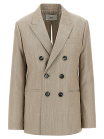 Ami Paris Maxi Split Blazer Beige