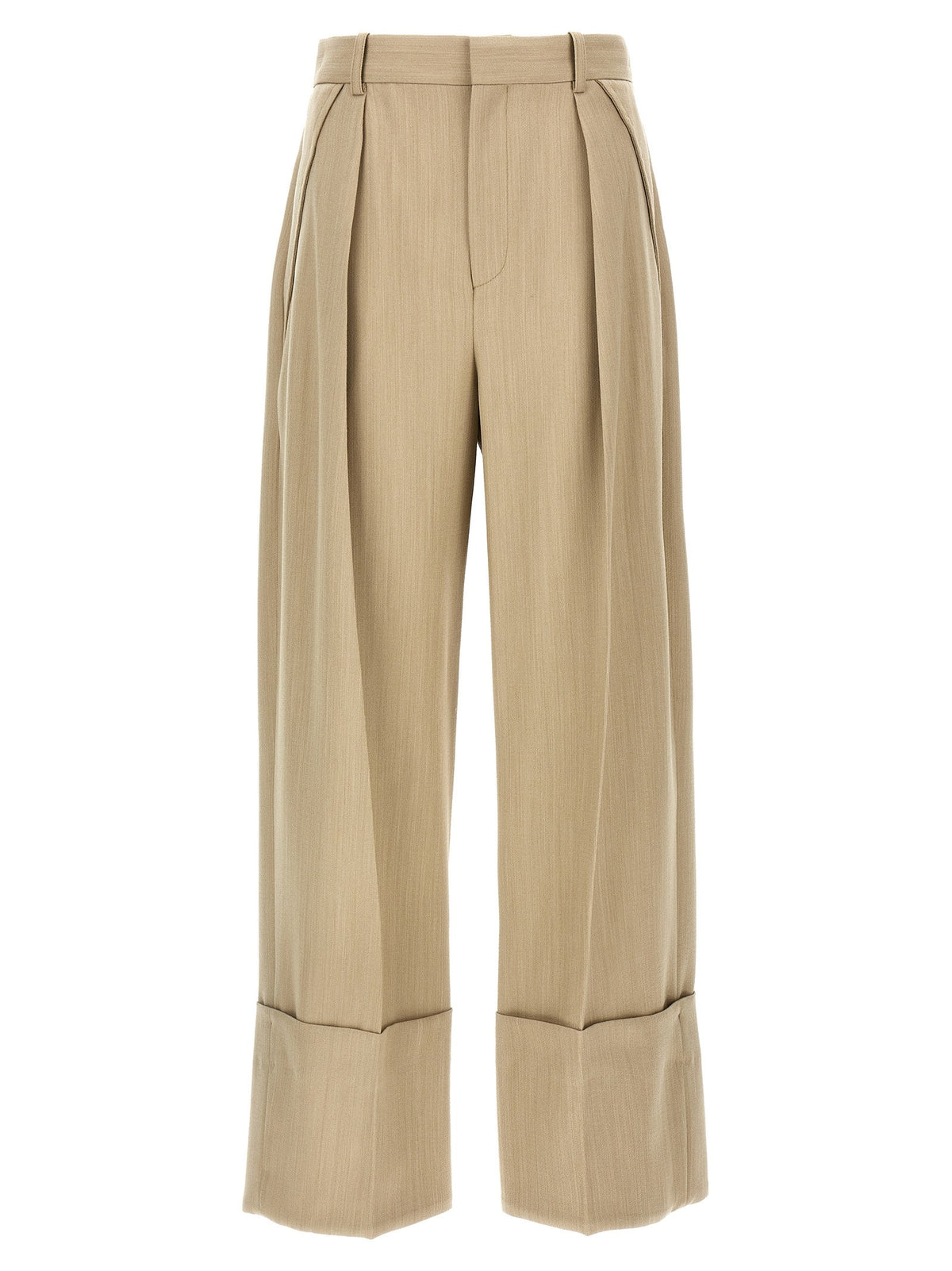 Victoria Beckham Maxi Turn up Pants Beige