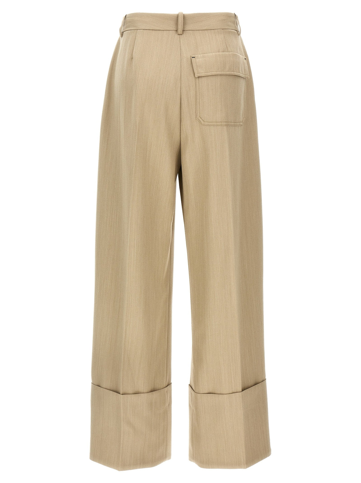 Victoria Beckham Maxi Turn up Pants Beige