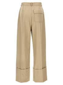 Victoria Beckham Maxi Turn up Pants Beige